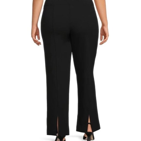 Ming Wang Wide Leg Pants Women's Plus Size 2X Black Elastic Waist Back Slit - Picture 1 of 11